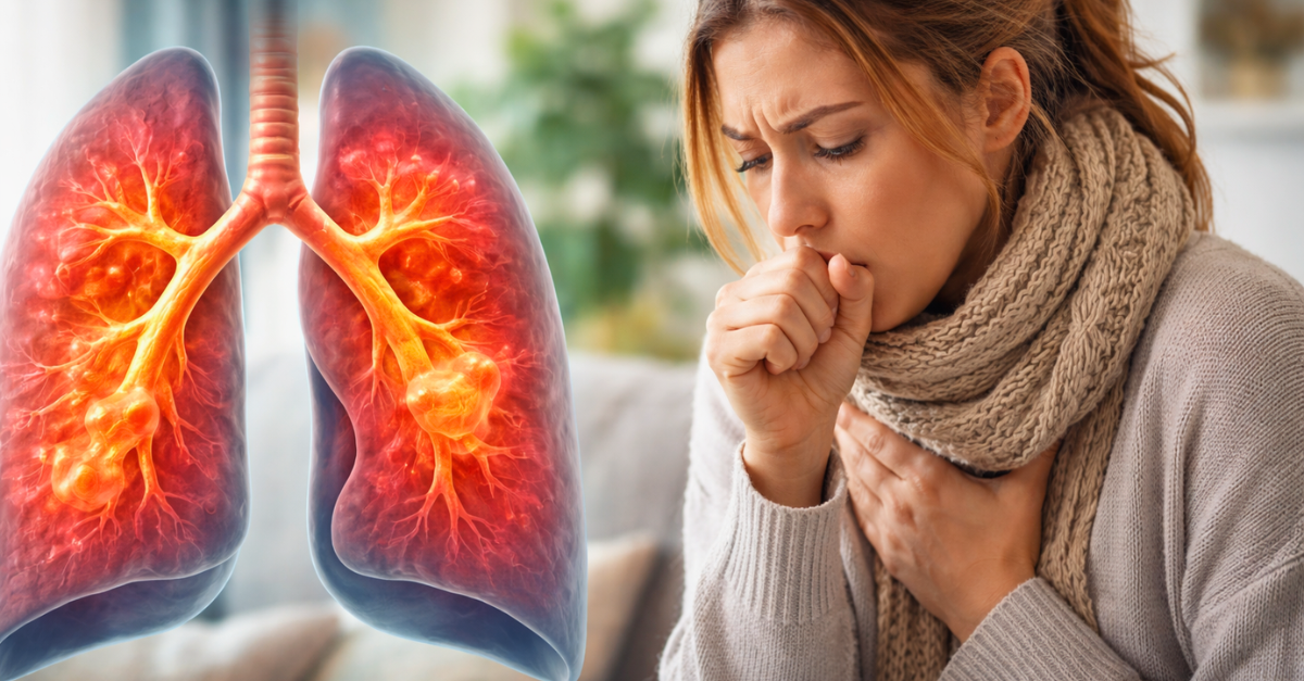 Bronquite: sintomas, causas e como agir Bronquite com tosse persistente e inflamação dos pulmões ilustrada, Vida em Equilíbrio