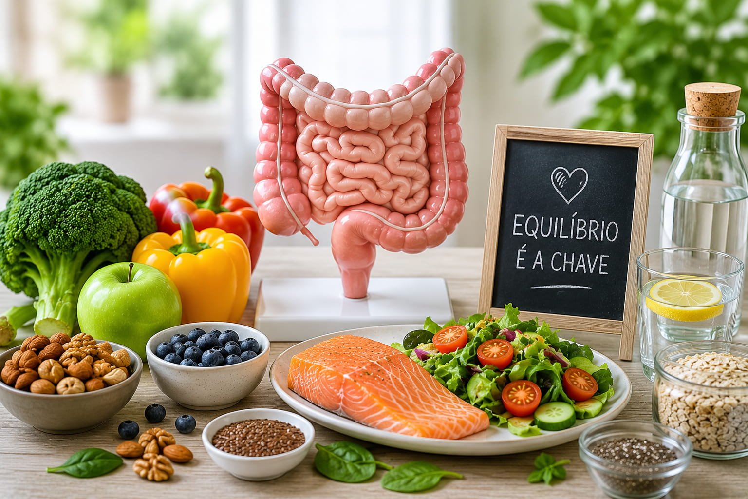 Alimentos naturais associados ao equilíbrio intestinal e à saúde da microbiota intestinal