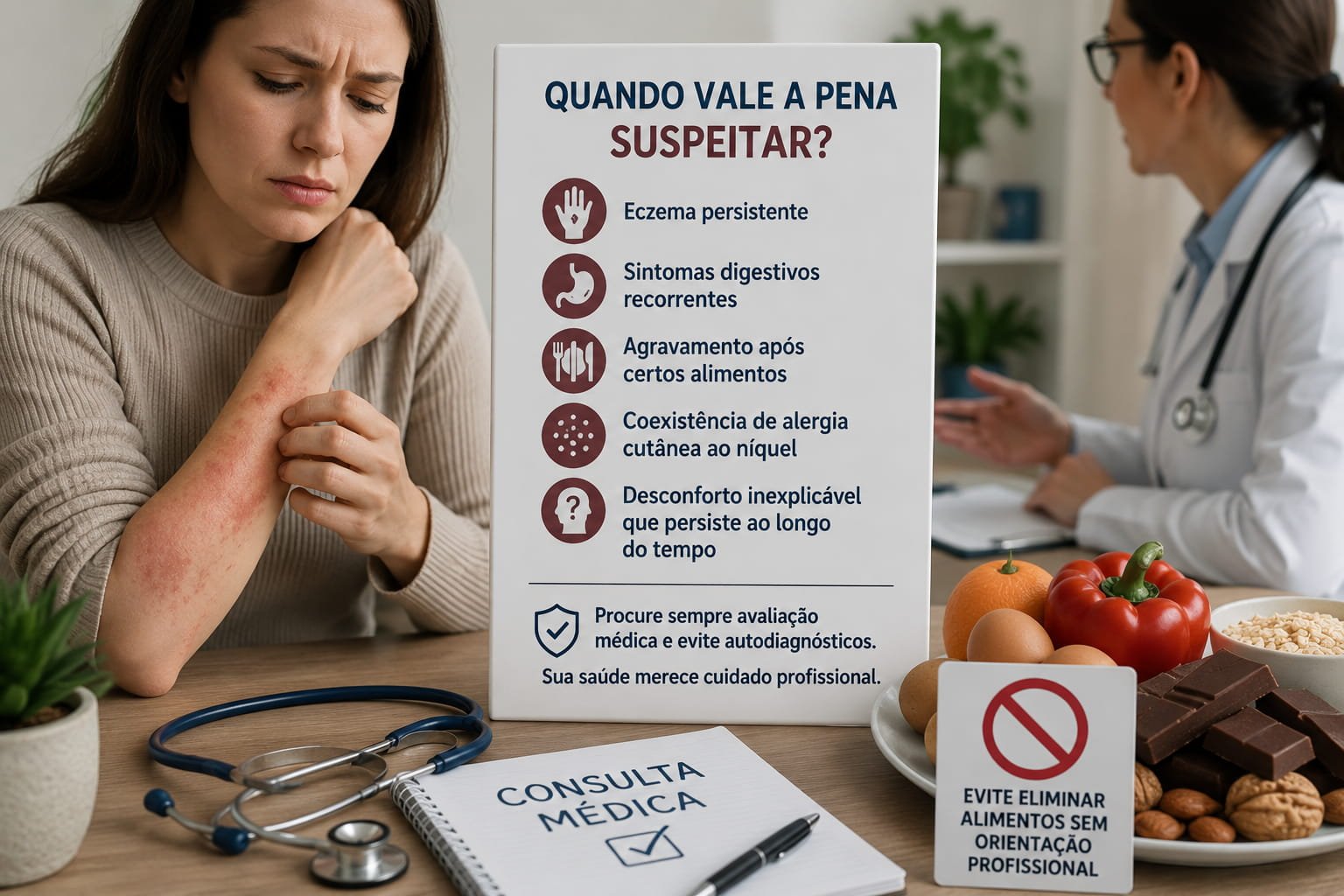 Sinais que podem justificar avaliação médica em casos de alergia alimentar ao níquel